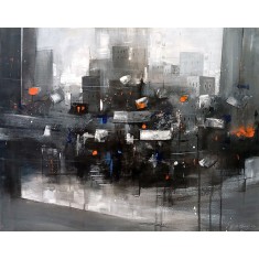 G. N. Qazi, 24 x 30 inch, Acrylic on Canvas, Cityscape Painting, AC-GNQ-088